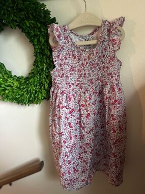 Smocked Floral Casual Dress in Pink